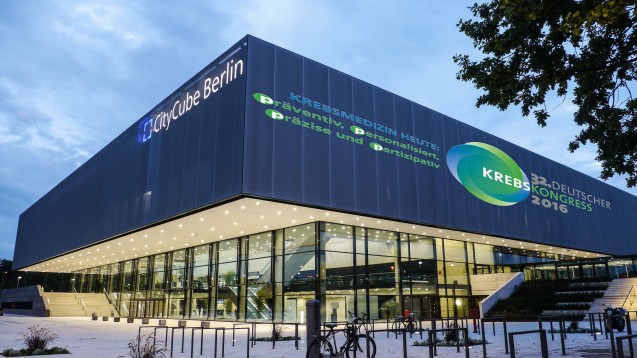 Der Deutsche Krebskongress findet vom 24. bis 27. Februar in Berlin statt. (Foto: CityCube Berlin / Screenshot DKK 2016 / Montage DAZ)