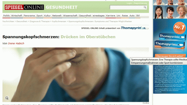 Denkwürdig: Thomapyrin präsentiert einen Spiegel-Online-Artikel. (Screen: spiegel.de)