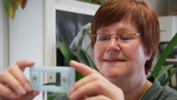 Prof. Dr. Ute Mackenstedt ist Parasitologin an der Universität Hohenheim. In Ihrer Forschung beschäftigt sie sich unter anderem mit FSME-Naturherden, also kleinen, räumlich begrenzten Gebieten, in denen FSME-positive Zecken vorkommen. (Foto: Universität Hohenheim / Corinna Schmid)
