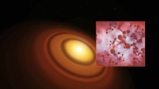 Staubscheibe um den jungen Stern TW Hydrae. Astronomen entdeckten darin Methanol. (Foto: M. Kornmesser / ESO)