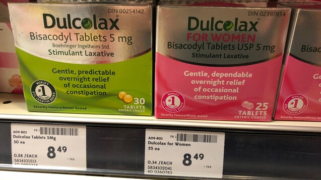 Dulcolax für Frauen in Kanada: rosa und teurer. (m / Foto: jb / DAZ.online)