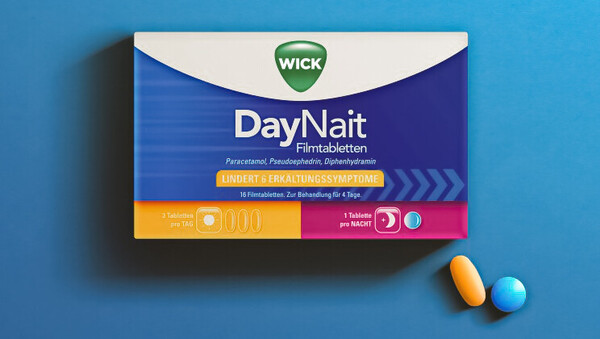 „DayNait“: Pseudoephedrin für den Tag, Diphenhydramin für die Nacht