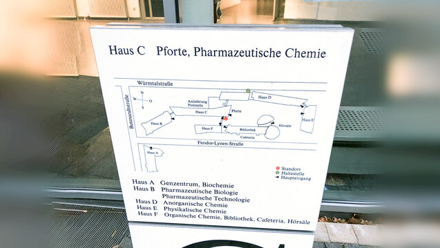 Und wo ist die klinische Pharmazie in München? Die fehlt nicht nur auf dem Lageplan. (Foto: DAZ.online)