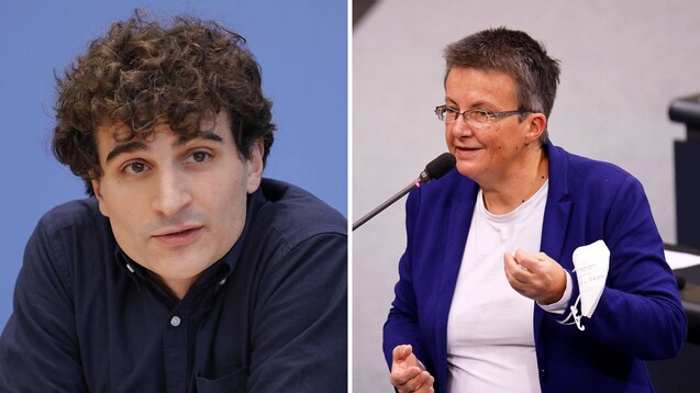 Ates Gürpinar und Kathrin Vogler werden die Linksfraktion künftig im Gesundheitsausschuss des Deutschen Bundestags vertreten. (Fotos: IMAGO / Metodi Popow / IMAGO / Future Image)