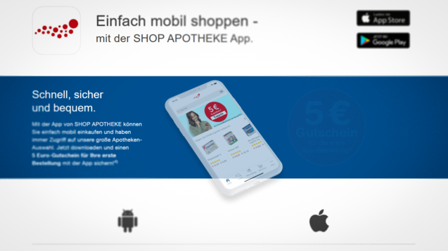 „Schnell, sicher und bequem“ – so bewirbt die Shop Apotheke die eigene App. Zumindest an zweiterem hat „mobilsicher.de“ Zweifel. (x / Screenshot: shop-apotheke.com)