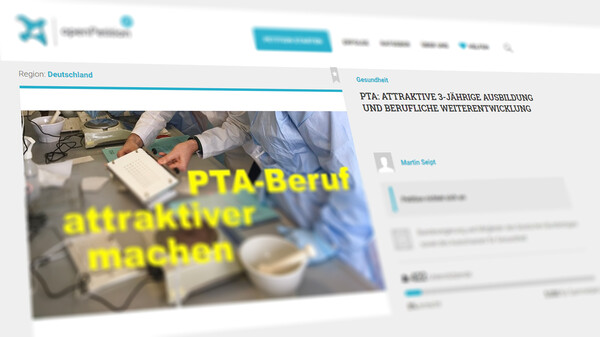 PTA startet Petition für Verlängerung der PTA-Ausbildung