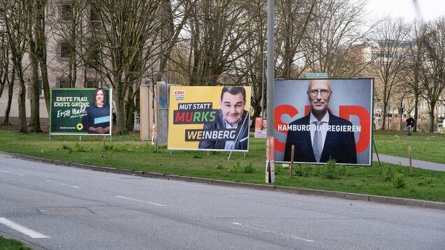 In Hamburg herrscht derzeit Wahlkampf: Am kommenden Sonntag wird eine neue Bürgerschaft gewählt. Die Parteiprogramme der SPD und der FDP enthalten für Apotheker zwei interessante Punkte. (Foto: imago images / Janßen)