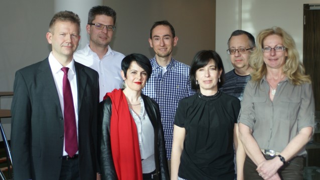 Der AVMV-Vorstand (v.l.): Axel Pudimat, Kristian Frankenstein, Andrea Nowotny, Matthias Ratke, Petra Kokel, Thomas Müller, Birka Zander. (Foto: Müller-Bohn) 