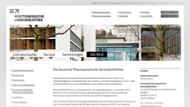Der Webauftritt der Deutschen Pharmazeutischen Zentralbibliothek. (Screenshot: wlb-stuttgart.de / DAZ)