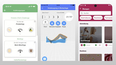 Drei neue Apps sind im DiGA-Verzeichnis vorläufig gelistet: sinCephalea (links), re.flex (mitte) und Endo-App (rechts) /b/Screenshots: Perfood, Sporlastic, Endo Health / App Store, Google Play)