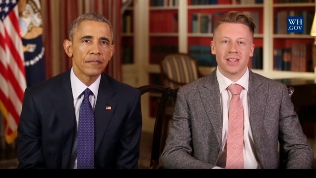 Gemeinsame Ansprache: Rapper Macklemore warnt zusammen mit Obama vor den Folgen von Opioiden. (Foto: Youtube / WH.gov)