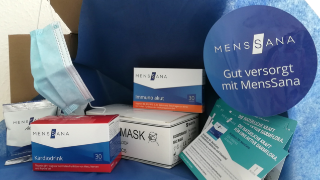 Der baden-württembergische OTC-Anbieter Menssana hat seinen Partnerapotheken Pakete geschickt, in denen unter anderem Masken an die Apotheken verschenkt wurden. (Foto: Menssana)