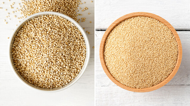 Quinoa ist etwas gröber, Amaranth feinkörniger – beide gehören in die Gruppe der Pseudogetreide. (Foto: Moving Moment | One Pixel Studio / stock.adobe.com)