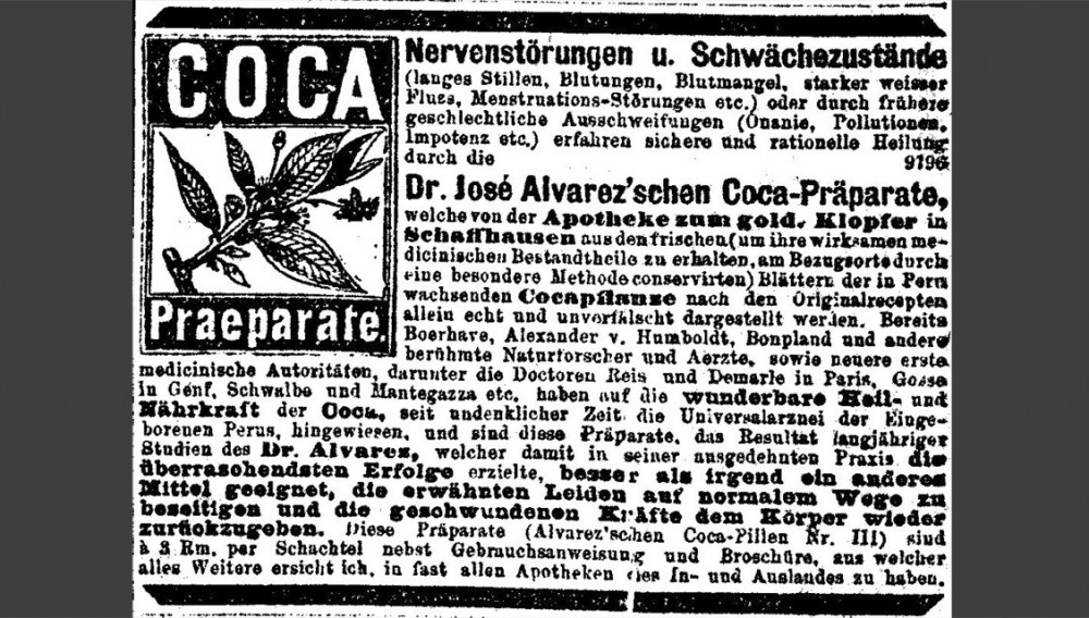Coca gegen Nervenstörungen und Schwächezustände (Quelle: Neue Freie Presse vom 14. Oktober 1877, S. 13)