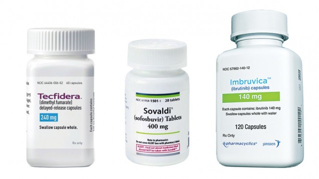 Das Hepatitis-C-Mittel Sovaldi liegt in der Gesamtwertung an
der Spitze, gefolgt von dem Krebsmittel Imbruvica
und dem Multiple-Sklerose-Präparat Tecfidera.