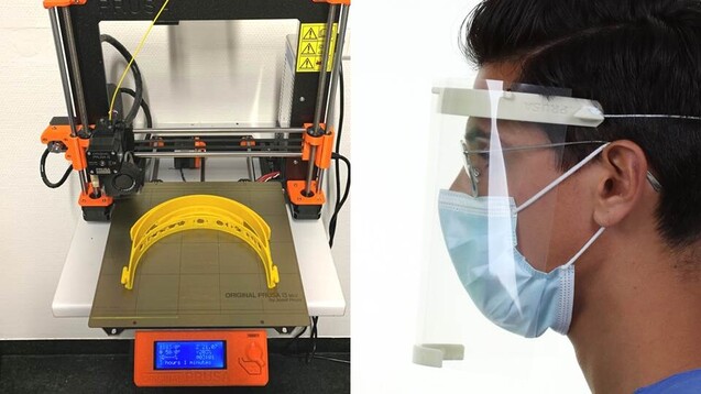 Am Universitätsklinikum Freiburg werden Schutzvisiere für das medizinische Personal produziert mit 3D-Druckern, die sonst Zahnersatz herstellen. ( r / Foto: Universitätsklinikum Freiburg&nbsp;)