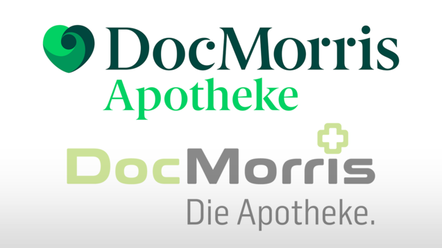 DocMorris im Wandel: Das neue Markendesign (oben) stammt von der Designagentur Mucho aus Barcelona, Spanien. (Quelle: DocMorris)