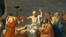 War umgeben von Idioten und zog die Konsequenzen: Sokrates. (Jacques-Louis Davids Der Tod des Sokrates (1787) gemeinfrei)
