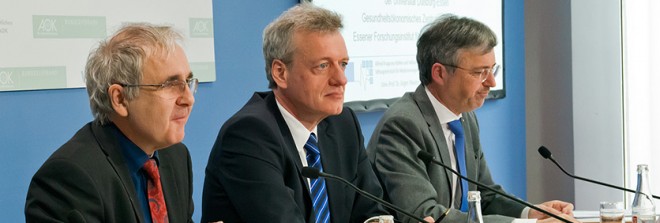 v.: Prof. Dr. Jürgen Wasem, Prof. Dr. Ferdinand Gerlach, Martin Litsch (Foto: AOK)