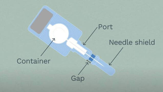 Die WHO verweist auf ein sogenanntes „Uniject“-Injektionssystem, das unter dem Namen „Sayana Press“ vermarktet wird.&nbsp;(Screenshot: NHS-Video)