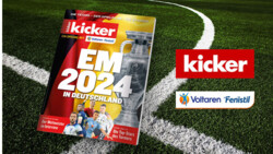 Ungewöhnlicher Vertriebsweg: Der Olympia-Verlag hat sein „Kicker EM-Special“ zur Fußball-EM auch in Apotheken ausgelegt. (Foto: Haleon)