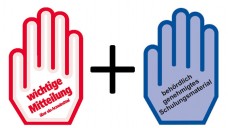 Ab sofort: Rote Hand informiert über Sicherheitsrisiken, die blaue kennzeichnet behördlich genehmigtes Schulungsmaterial. (Foto: Johannes Hilbert / DAZ.online)