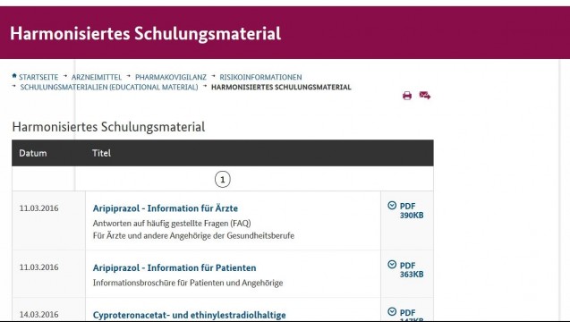 Auf der Homepage des BfArM finden Fachkreise und Patienten Schulungsmaterial. (Foto: Screenshot ( DAZ)