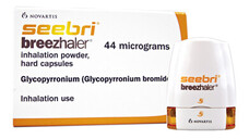 Manipulierte Aufkleber bei Seebri Breezhaler® 44 Mikrogramm. Der Wirkstoff ist wohl nicht gefälscht. (b/Foto: Novartis)