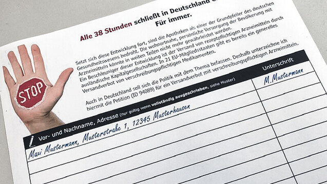 Unter anderem die Noweda stellt Unterschriftenbögen, die in Apotheken ausgelegt werden können, zur Verfügung. (s / Foto: DAZ.online)